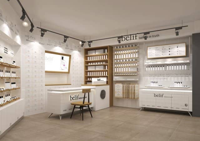 minimalist store interior design of belif retail store