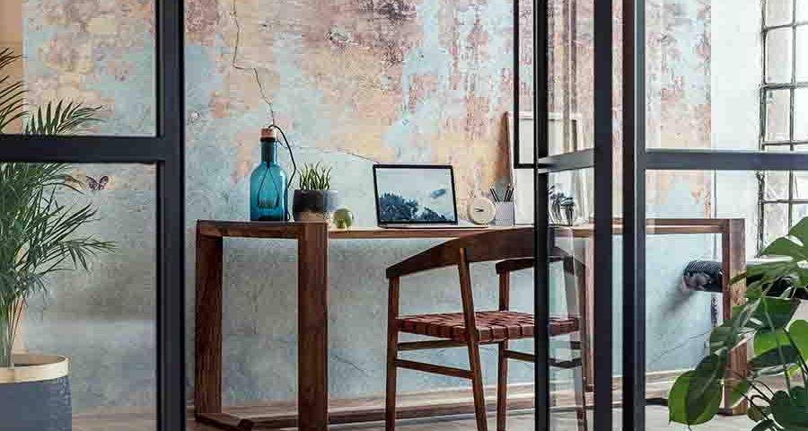 small office space with ergonomic design furniture